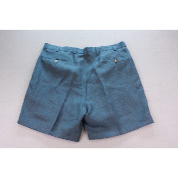 JOS A BANK Shorts Mens Tag 40 100% Linen Pleated Chino Travelers Blue (39"x7") - Picture 2 of 7